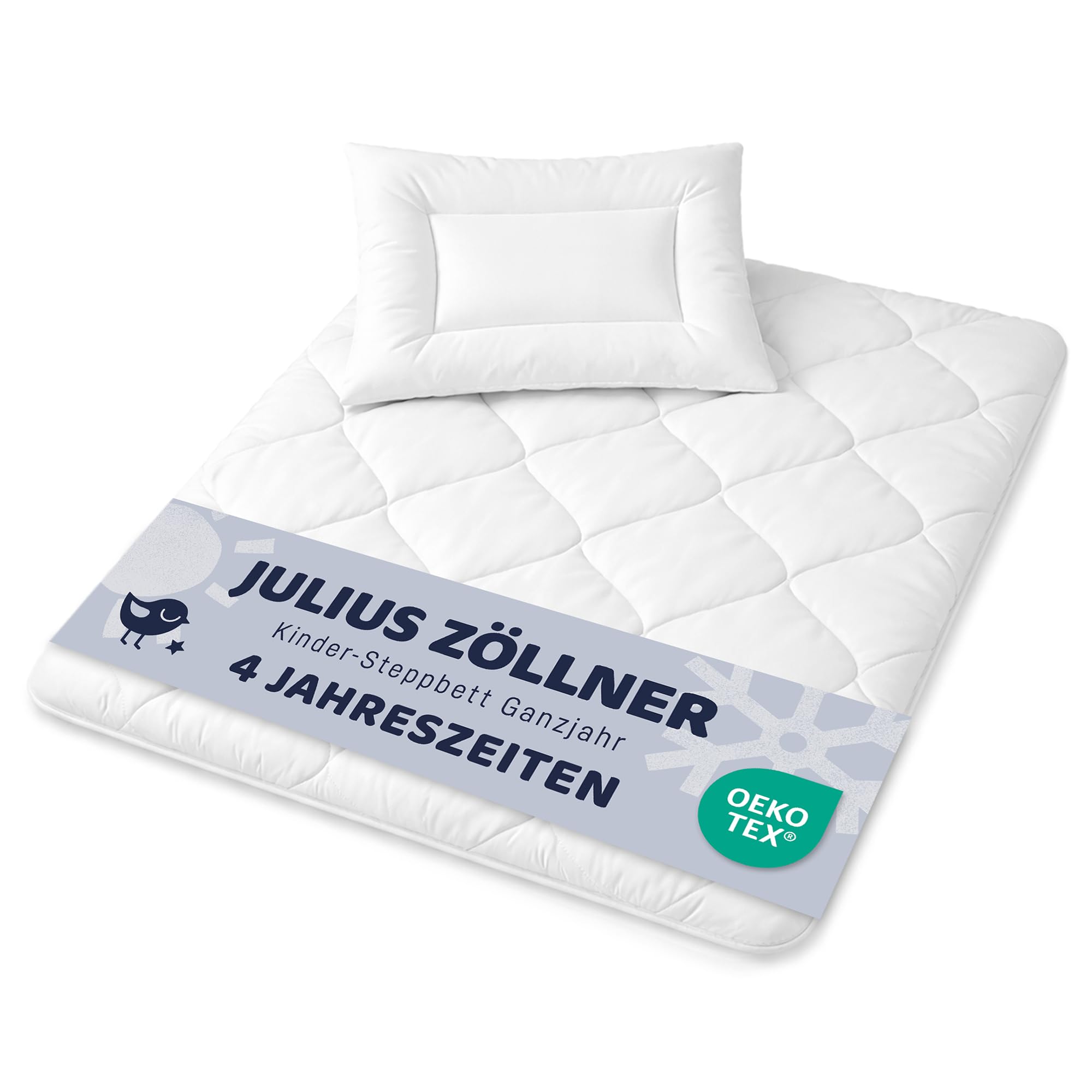 61IpdZia-L._SY2000_.jpg Julius Zöllner 4-Jahreszeiten Kindersteppbett-Set 100x135 cm – Ganzjahres-Duo-Decke – Bild 1