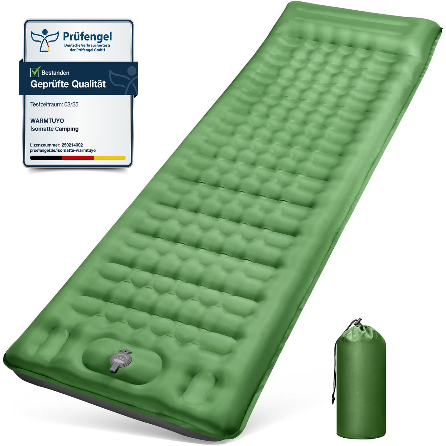 61ObLIWMxL._SY1500_.jpg WARMTUYO Isomatte 12 cm – Aufblasbare Schlafmatte mit Fussdruckpumpe für Camping & Wandern – Bild 1