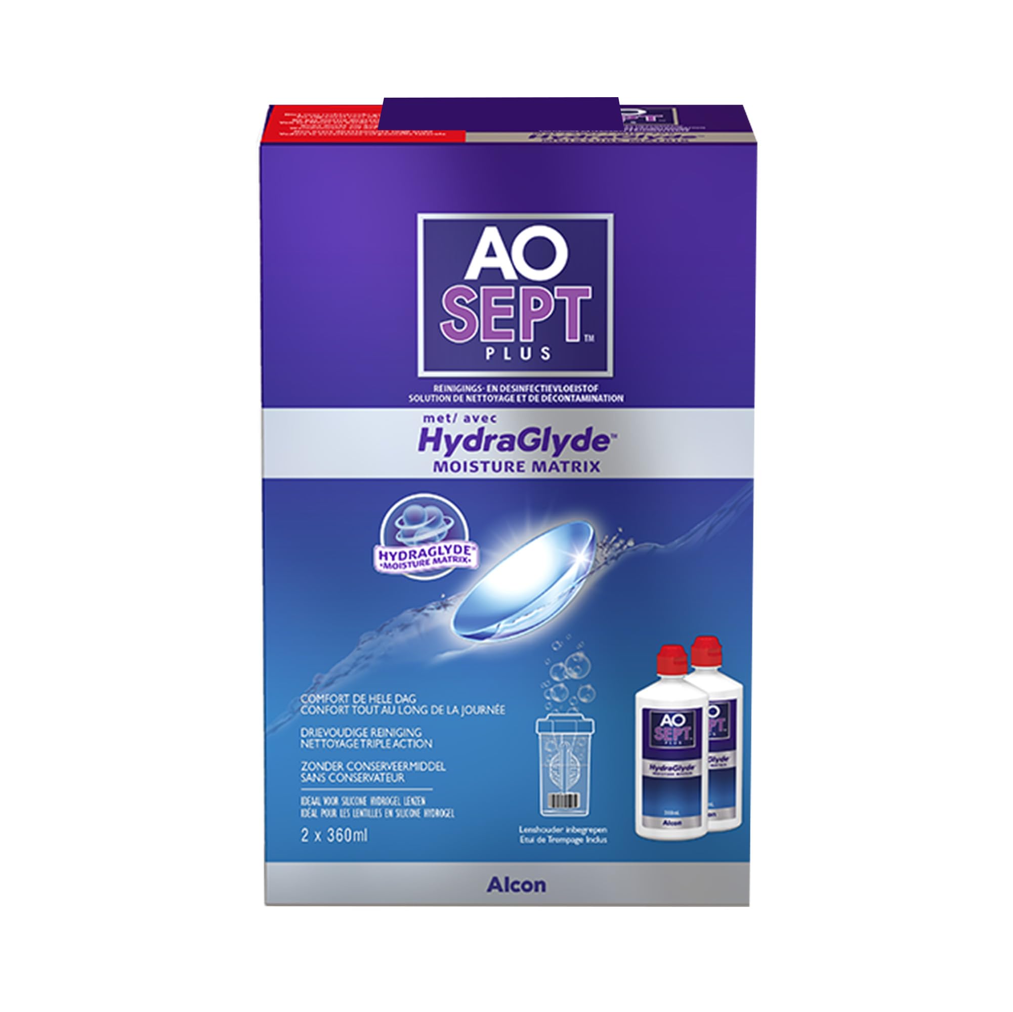 61SuF624InL._SY2000_.jpg Aosept Plus mit HydraGlyde Kontaktlinsen-Pflegemittel – 2 x 360 ml Vorratspackung – Bild 1