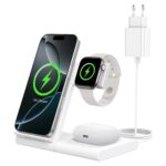 WATOE 3in1 Ladestation für iPhone, Apple Watch & AirPods – 15W Schnellladen Weiss