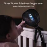 Momcozy 8000 mAh Clip-Ventilator – 360° drehbar mit LED-Licht für Kinderwagen – Bild 3