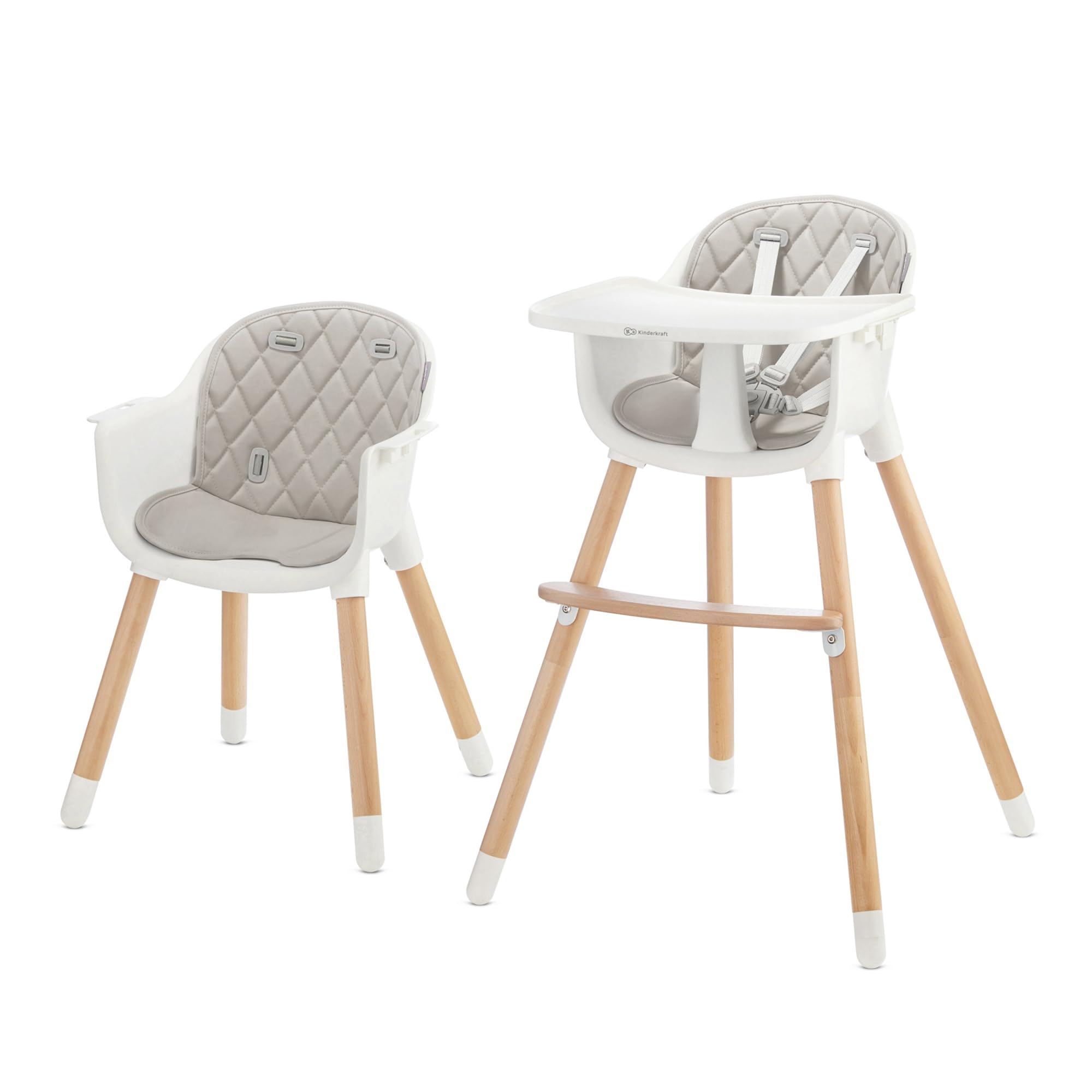 61kcBHNF2LL._SY2000_.jpg Kinderkraft SIENNA 2-in-1 Hochstuhl mit Holzbeinen – Kinderhochstuhl ab 6 Monate bis 4 Jahre – Bild 1