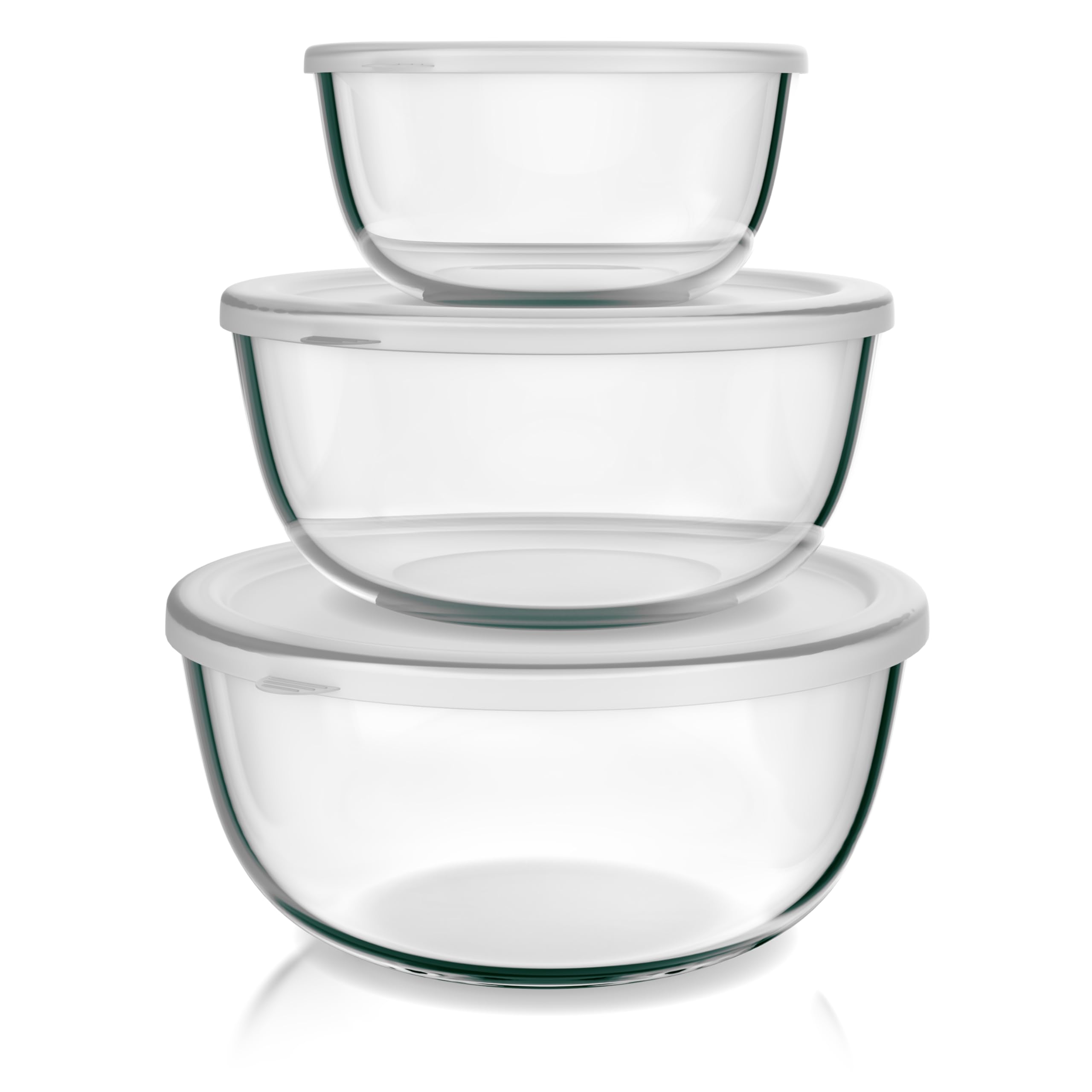 61tgIVsOptL._SY2560_.jpg Arendo 3er Glasschüssel-Set mit Deckeln – Borosilikatglas 1,1-4,4 L für Küche & Lagerung – Bild 1