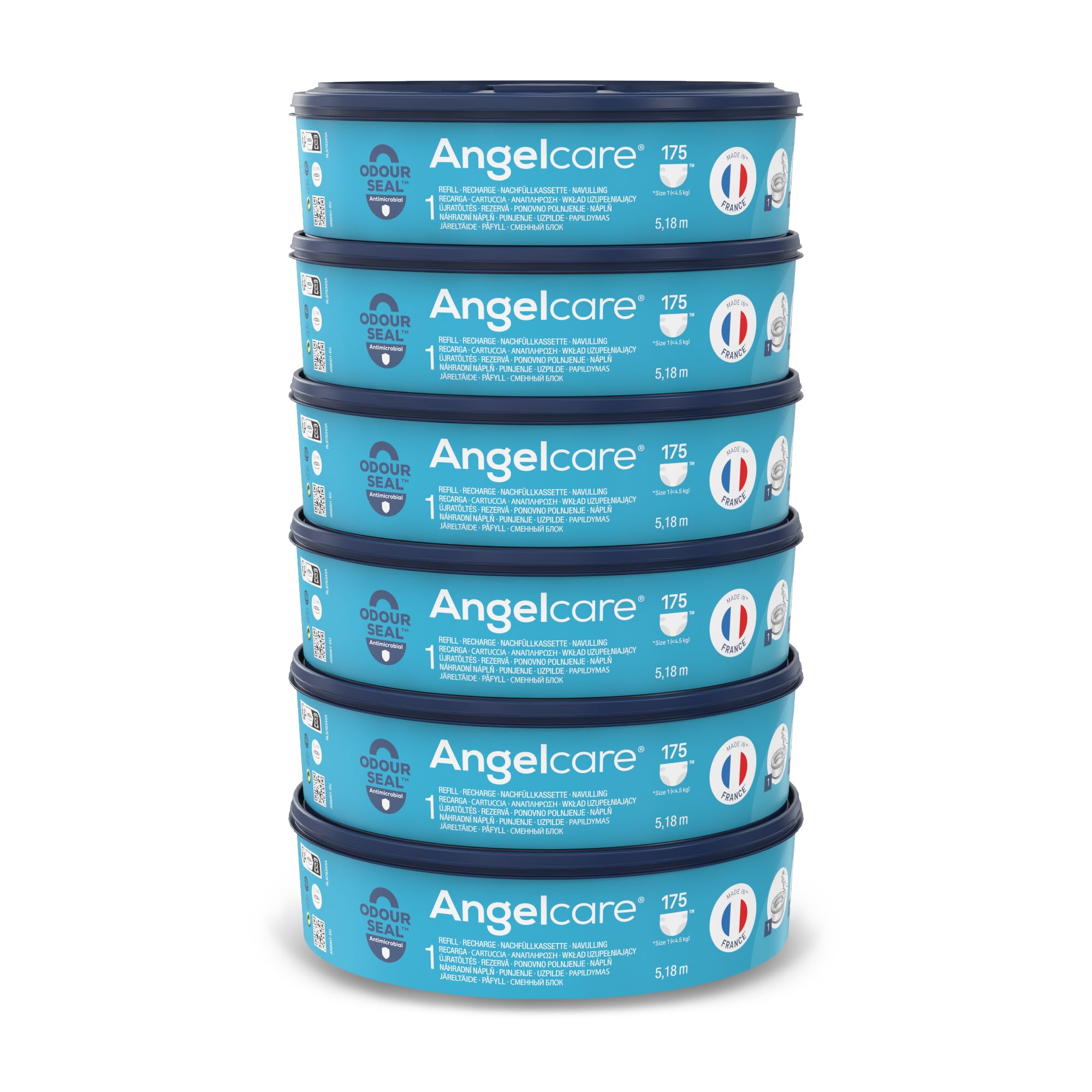 71-7Wn5LmoL._SY2000_.jpg Angelcare Original Nachfüllkassetten Plus 6er-Pack – Windeleimer Nachfüllungen für 12 Monate – Bild 1