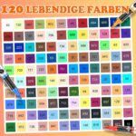 Vozuna 120er Acrylstifte Set wasserfest – Acrylmarker mit flexibler Pinselspitze für Steine, Glas & Holz – Bild 3