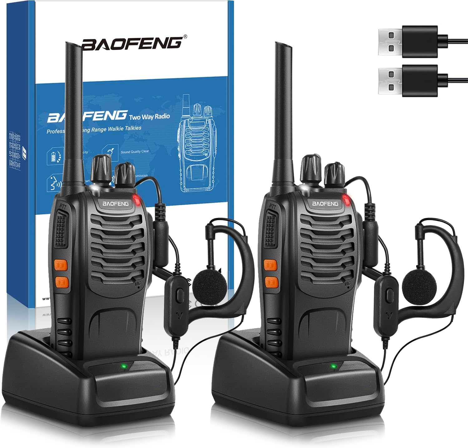711484Ch1aL._SY1433_.jpg Baofeng Walkie Talkie 16-Kanal mit 1500mAh Akku – Reichweite bis 5km für Profis – Bild 1