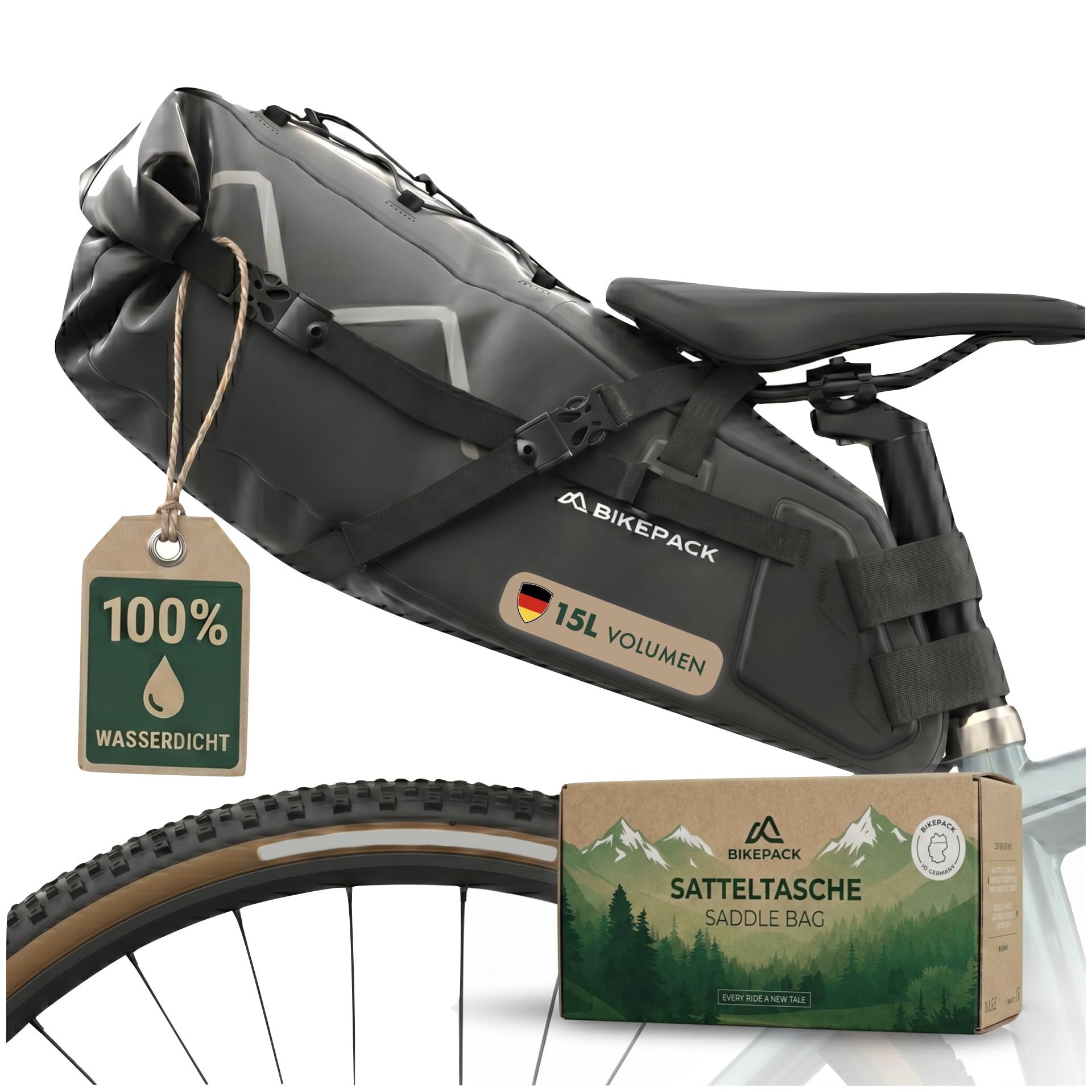 711AeZX3Y6L._SY1920_.jpg BIKEPACK Satteltasche 15L – Wasserdichte Bikepacking Tasche für Rennrad & Gravelbike – Bild 1