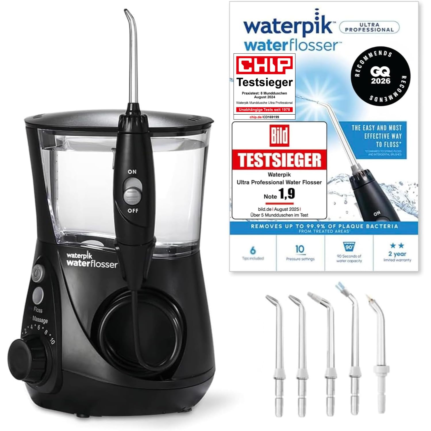 714Od2H8NQL._SY1500_.jpg Waterpik Professional Water Flosser – Munddusche mit Precision Pulse Technology für optimale Zahnfleischschutz – Bild 1