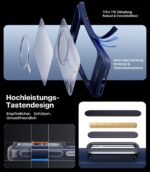 TORRAS Ostand L1 iPhone 17 Pro Hülle mit MagSafe & Titan-Ständer – Militärschutz Matt Blau – Bild 9