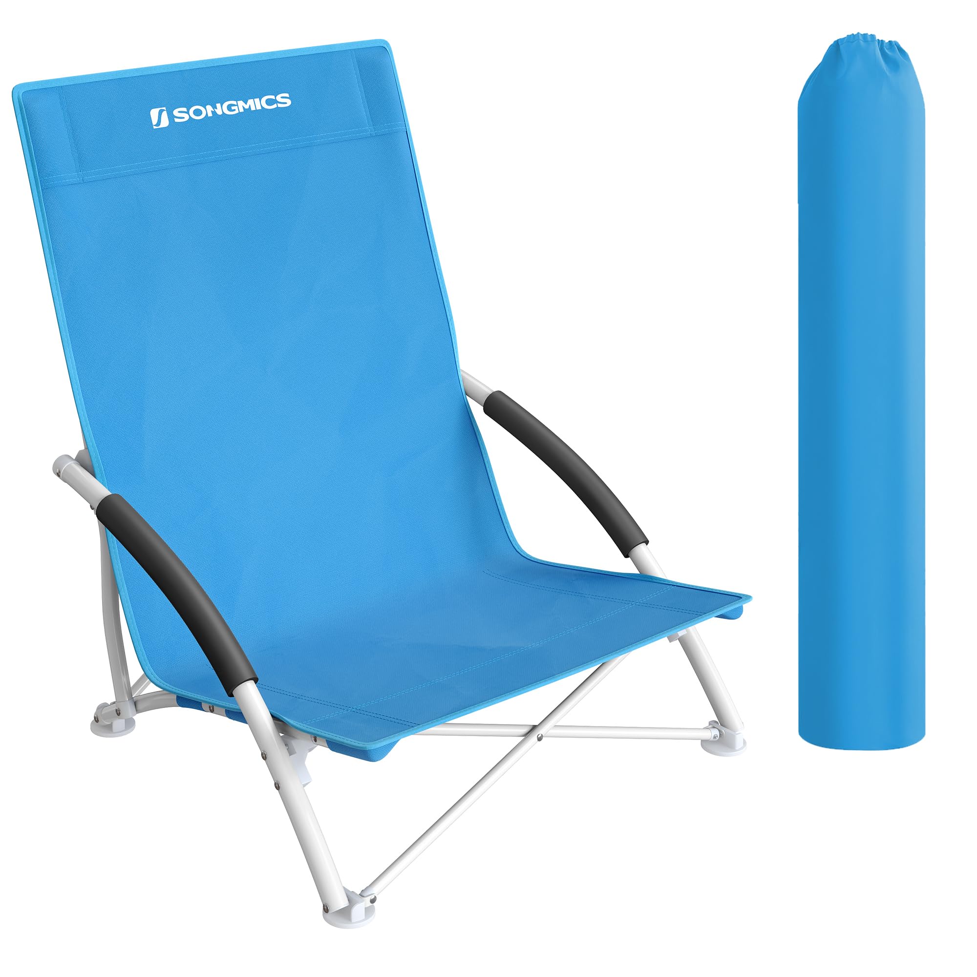 71CBHPytQL._SY2000_.jpg SONGMICS Strandstuhl mit hoher Rückenlehne – tragbarer Klappstuhl bis 150 kg – Bild 1
