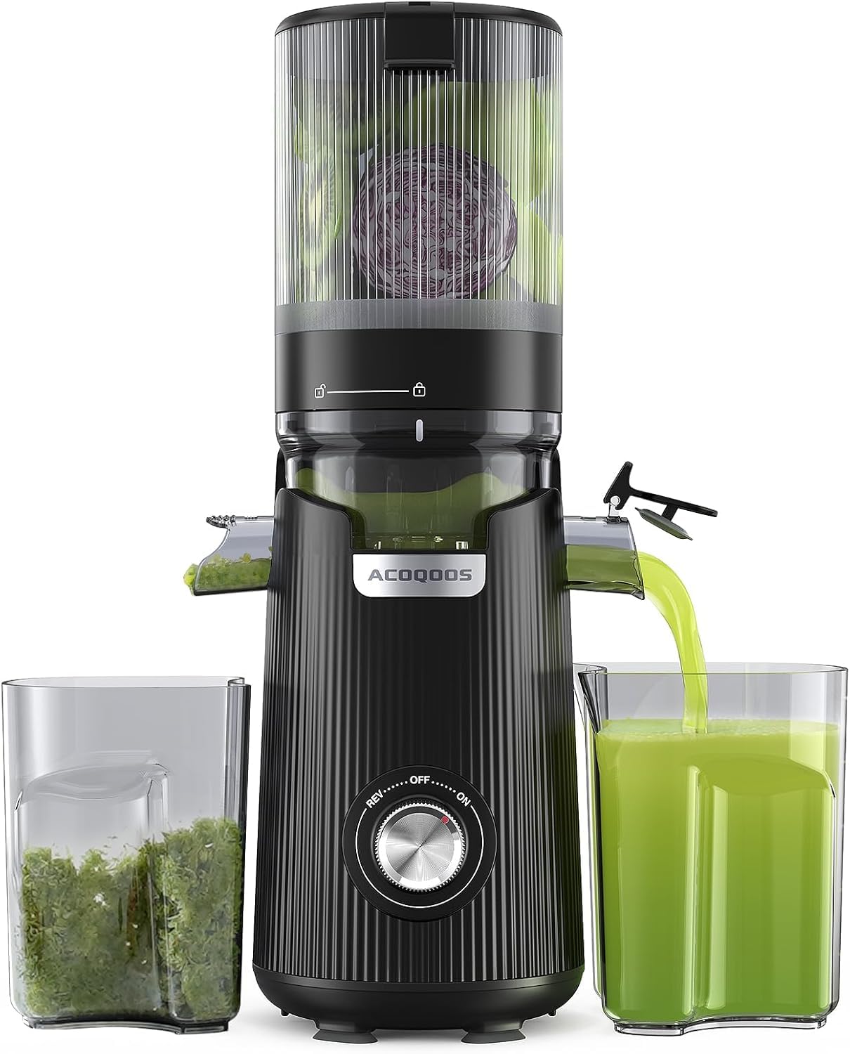 71CVTi2Ho3L._SY1500_.jpg ACOQOOS Slow Juicer mit 135 mm Fütterungsröhre – Elektrische Saftpresse mit 99% Saftausbeute – Bild 1