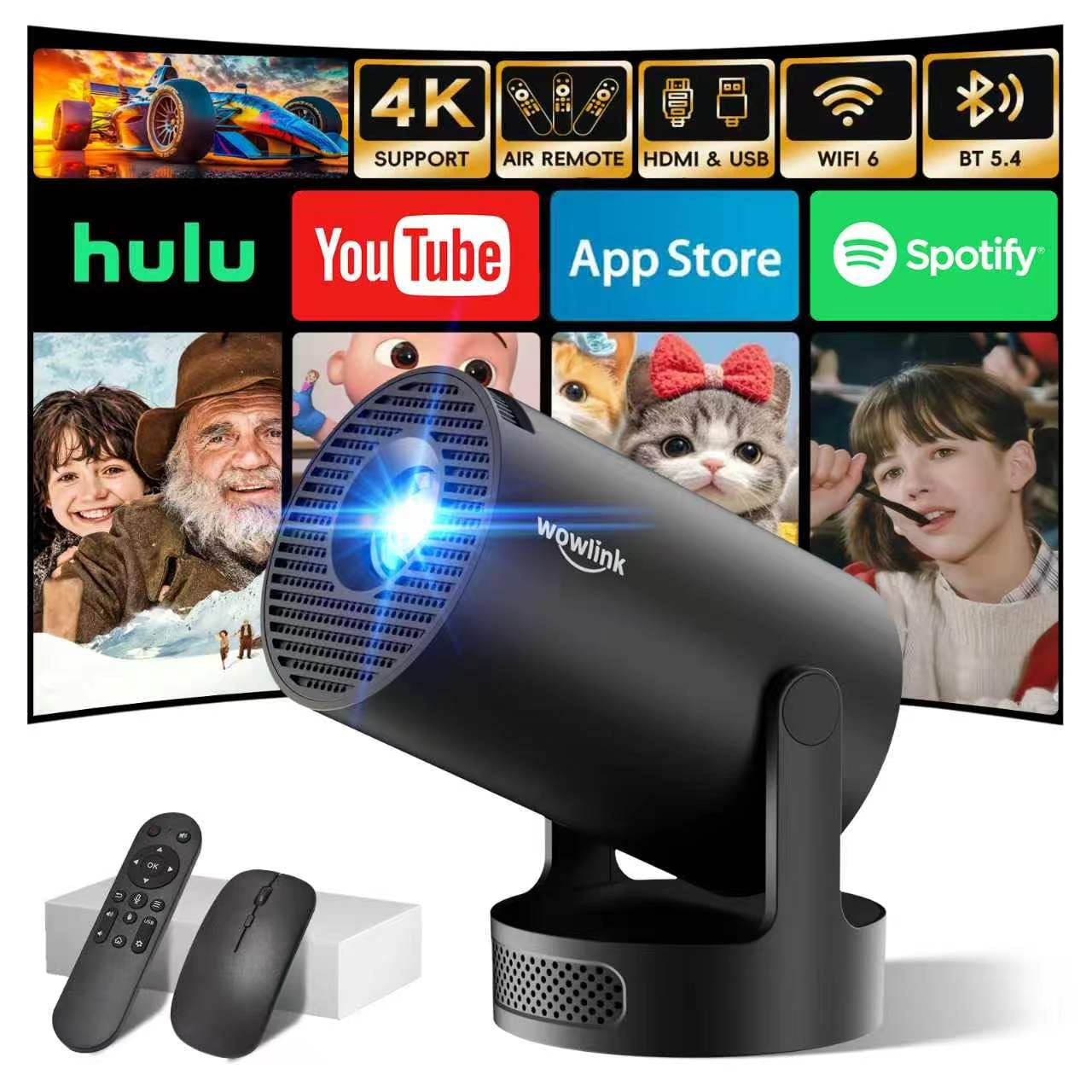 71JhCIJewAL._SY1280_.jpg wowlink W210 Mini Beamer 4K – Tragbarer Projektor mit WiFi 6 & Ultrakurzfokus – Bild 1