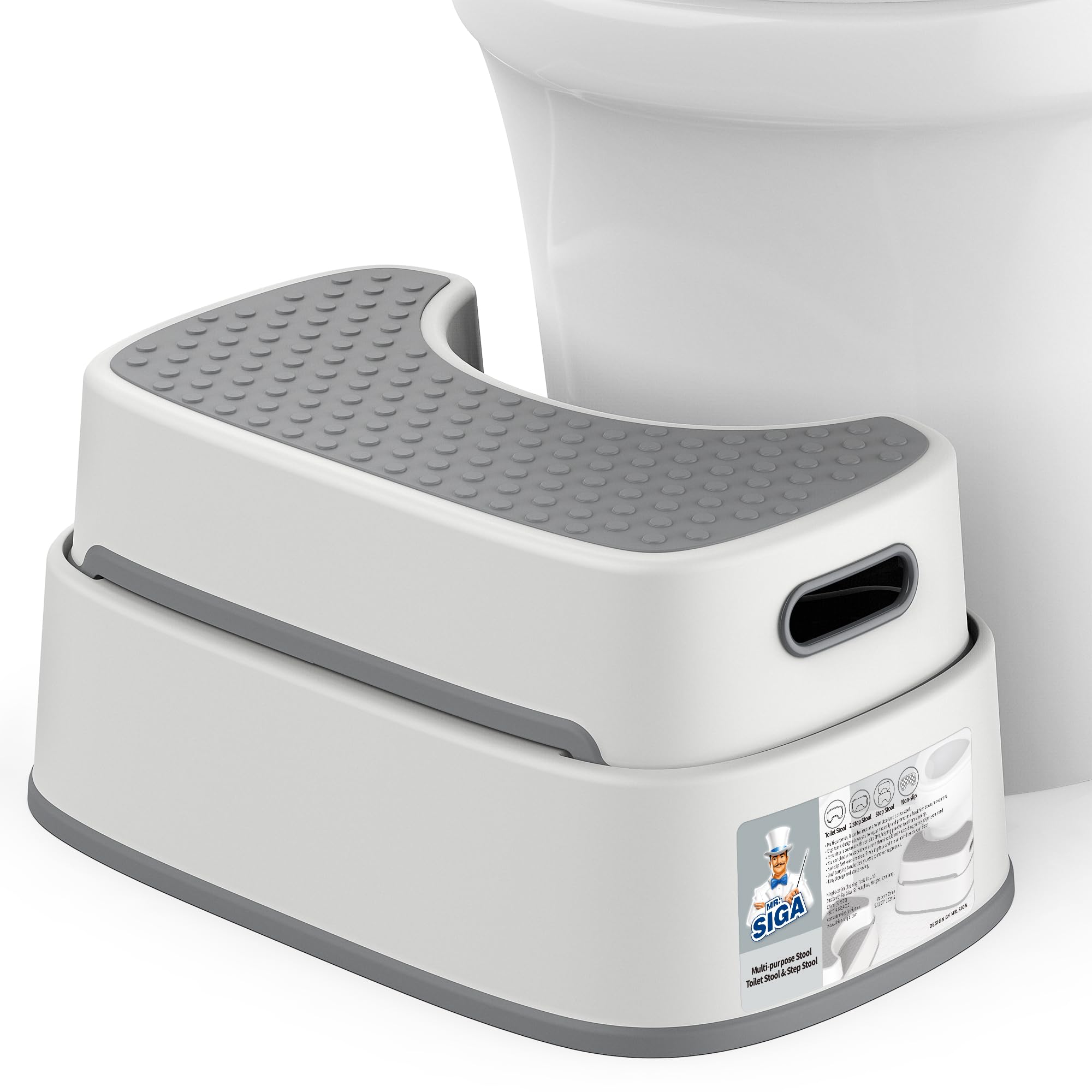 71KM34mkfvL._SY2000_.jpg MR.SIGA Toilettenhocker mit ergonomischem Design – Rutschfest & stabil für gesunde Körperhaltung – Bild 1