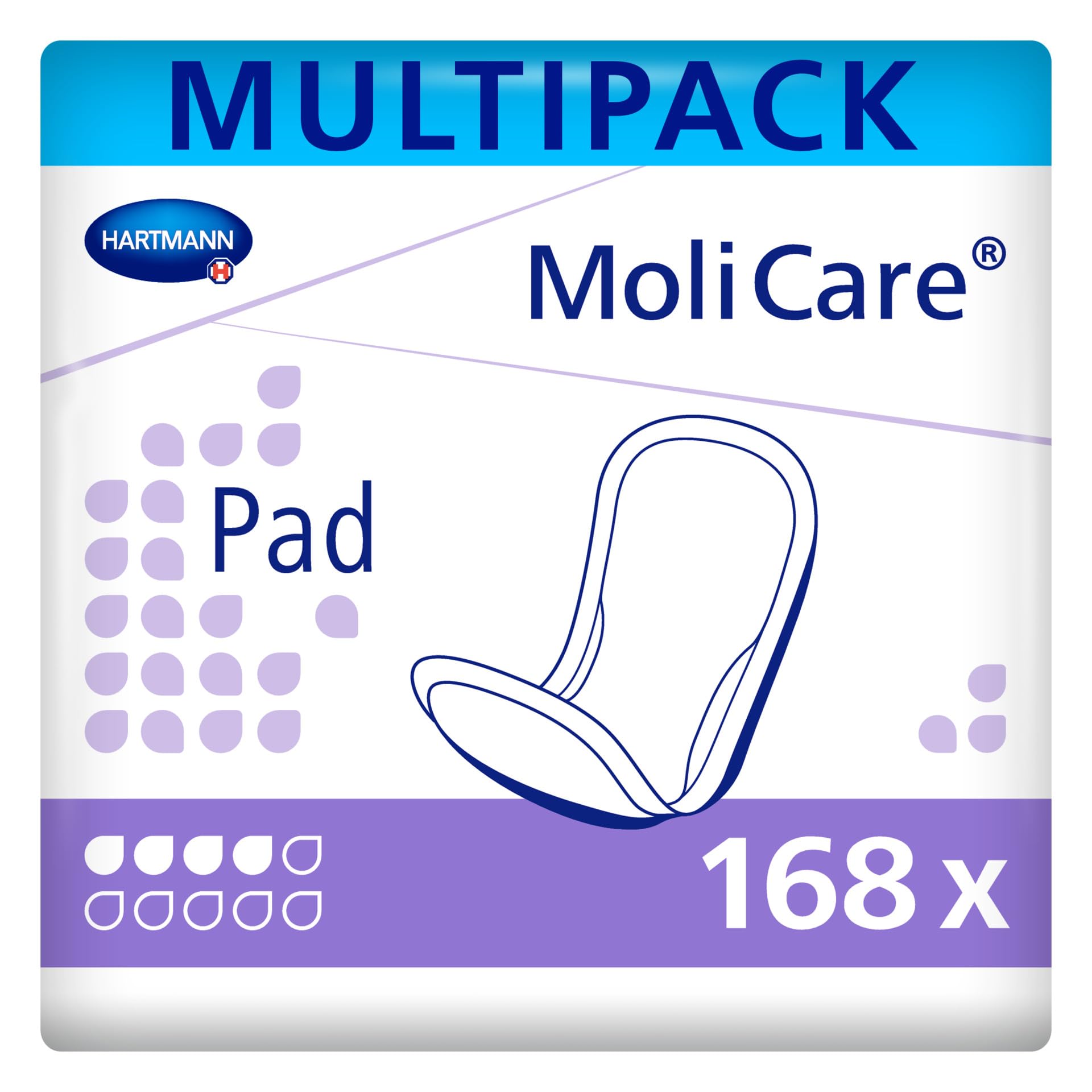 71OiEX4vqmL._SY1920_.jpg MoliCare Pad 4 Tropfen – Anatomische Inkontinenzeinlagen für diskrete Sicherheit, 6x28 Stück – Bild 1