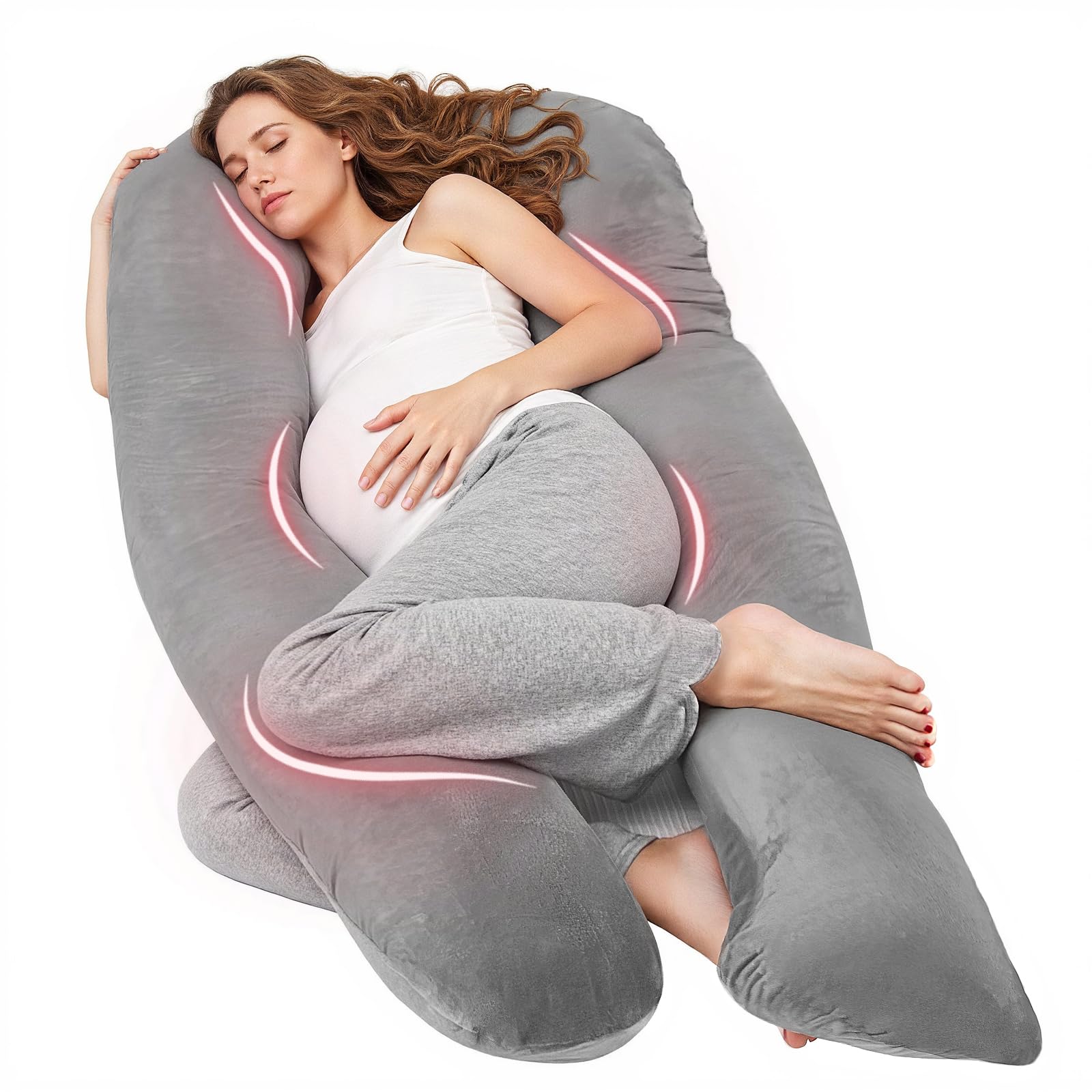 71QuF4igceL._SY1600_.jpg Nuliie Schwangerschaftskissen U-Form mit waschbarem Bezug – Ergonomisches Komfortkissen für Schwangere – Bild 1
