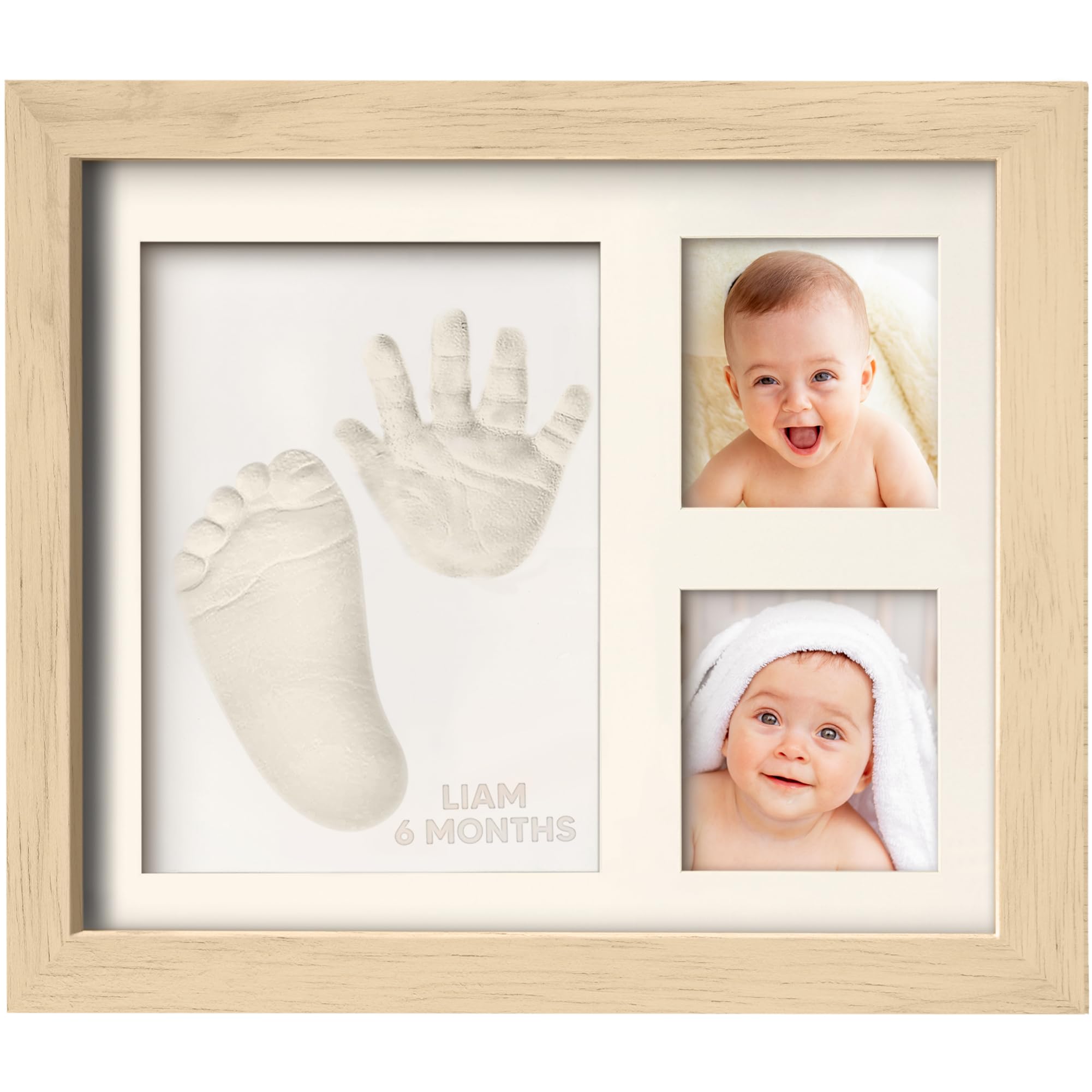 71RBBscNADL._SY2001_.jpg KeaBabies Baby Handabdruck & Fussabdruck Set – Premium Gipsabdruck Bilderrahmen in Esche – Bild 1