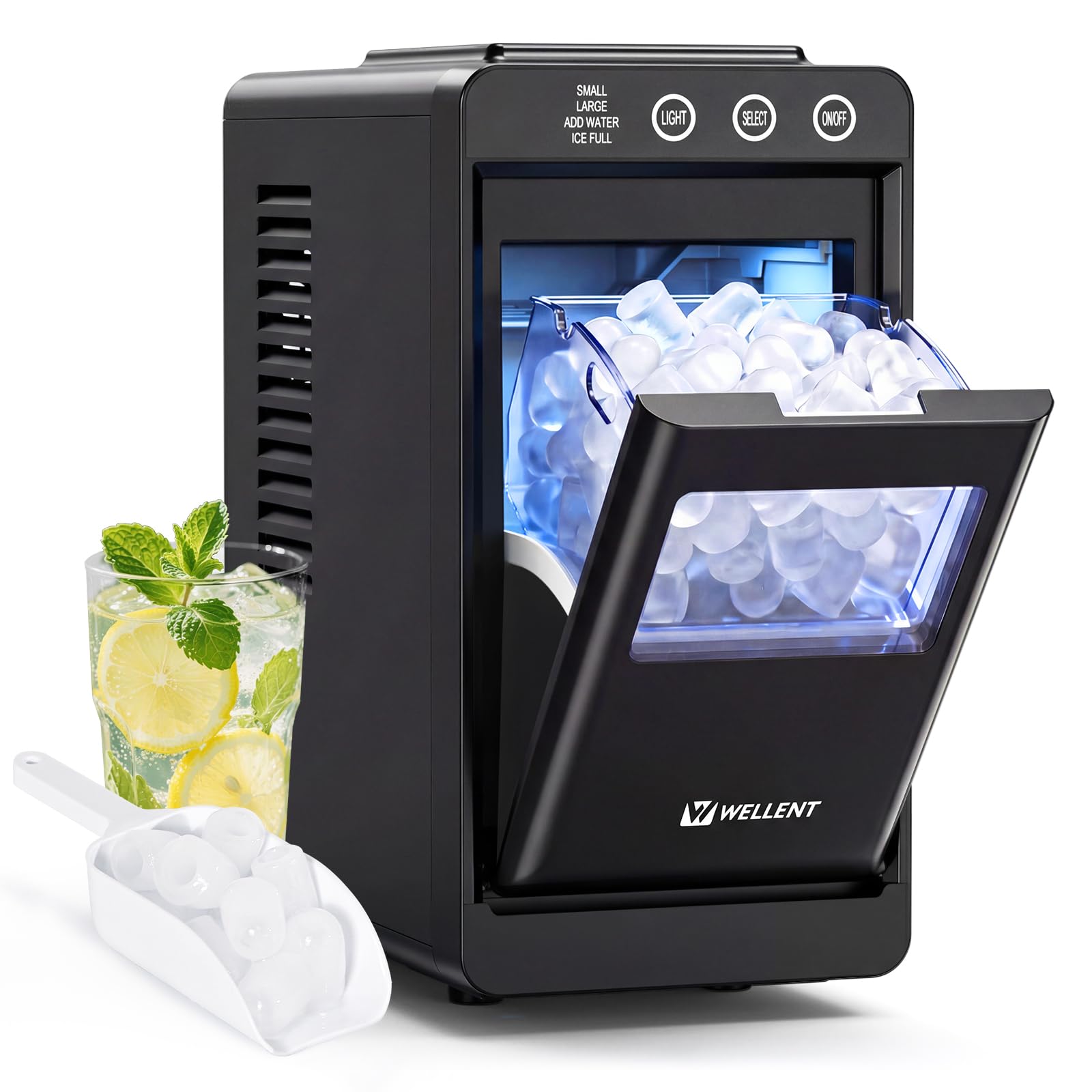 71RdQU6ePyL._SY1600_.jpg WELLENT Eiswürfelmaschine mit Schublade – 12 kg/24h Eisproduktion für Küche & Bar – Bild 1