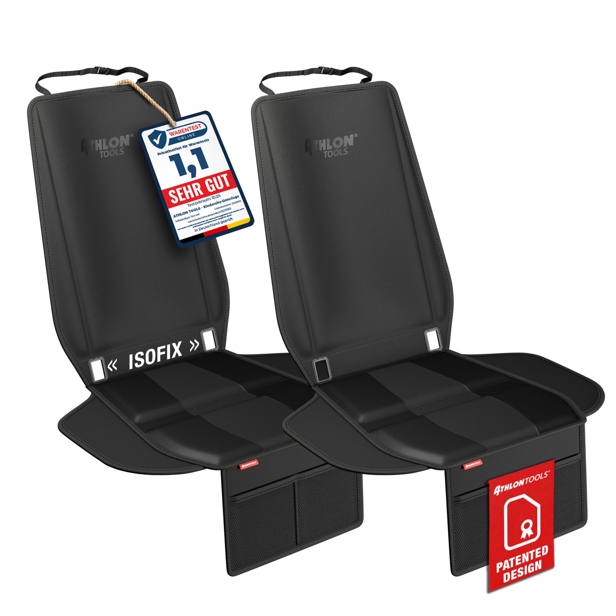 71S4c1kLMNL._SY2000_.jpg ATHLON TOOLS 2er-Set Kindersitzunterlage mit Seitenschutz & Isofix – Autositzschutz – Bild 1