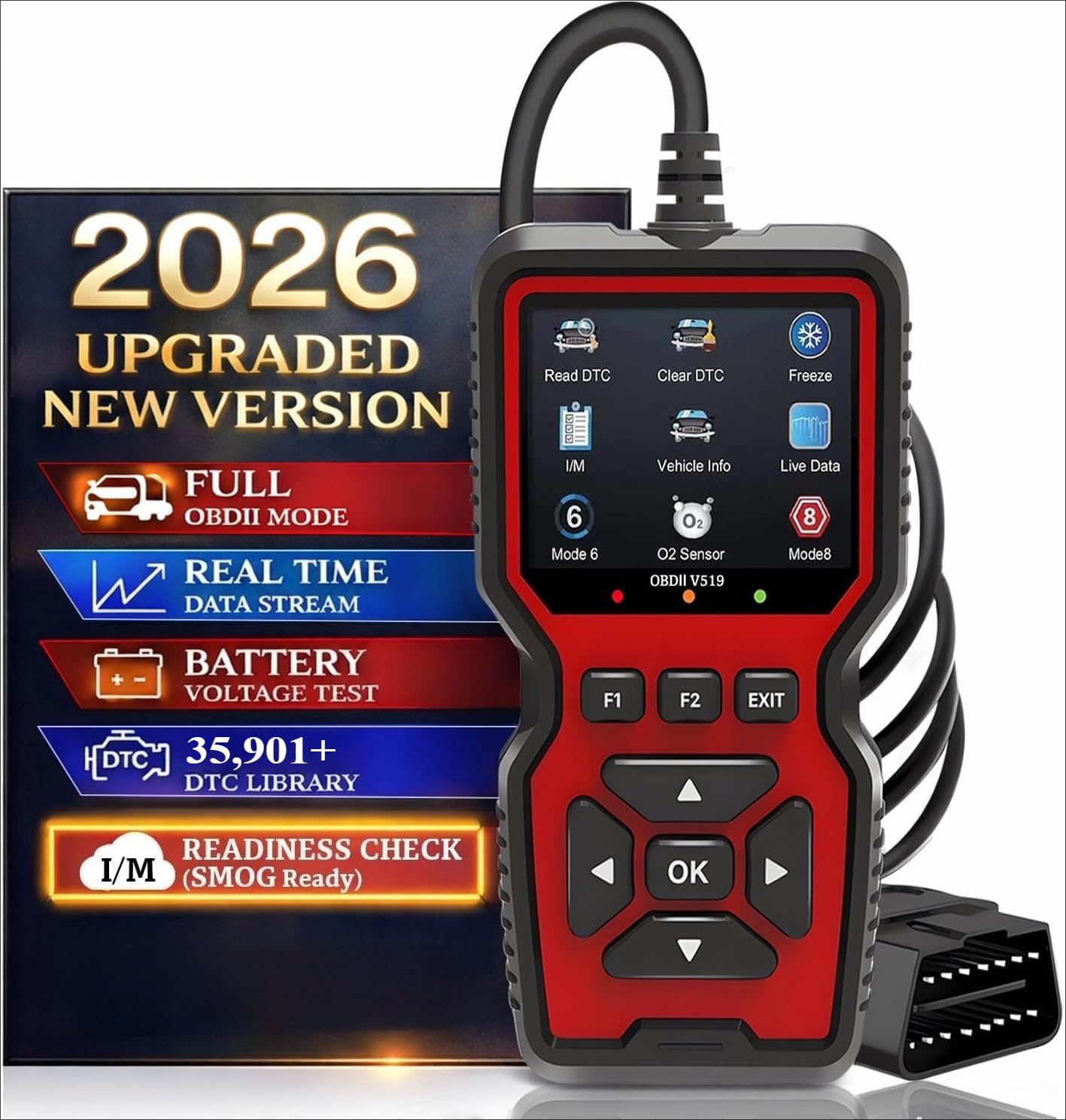71TlFg6j2eL._SY1489_.jpg GQDGCU V519 OBD2 Diagnosegerät – Profi-Fehlerausleser für alle PKW nach 2000 – Bild 1