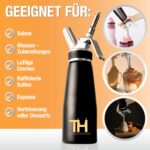 Thiru Sahnesyphon 500 ml mit 3 Edelstahltüllen – Profi-Sahnespender für Desserts & Espuma – Bild 2
