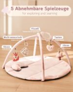 Fortella Baby-Spielbogen mit 5 Sensorik-Spielzeugen – Aktivitätsmatte für Neugeborene 0–12 Monate – Bild 4