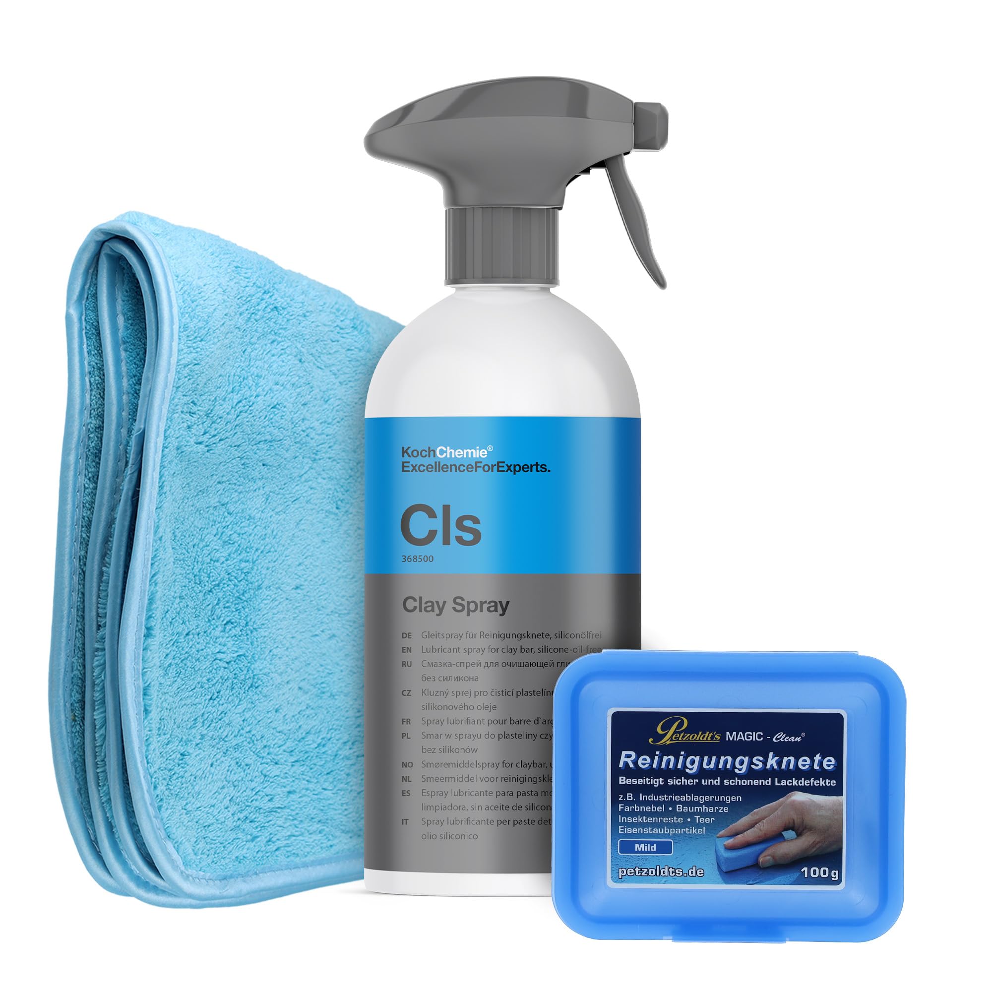 71fKFZ6RkkL._SY2000_.jpg Auto Lackreinigung Set – Petzoldt's Reinigungsknete 100g + Koch Chemie Clay Spray 500ml – Bild 1