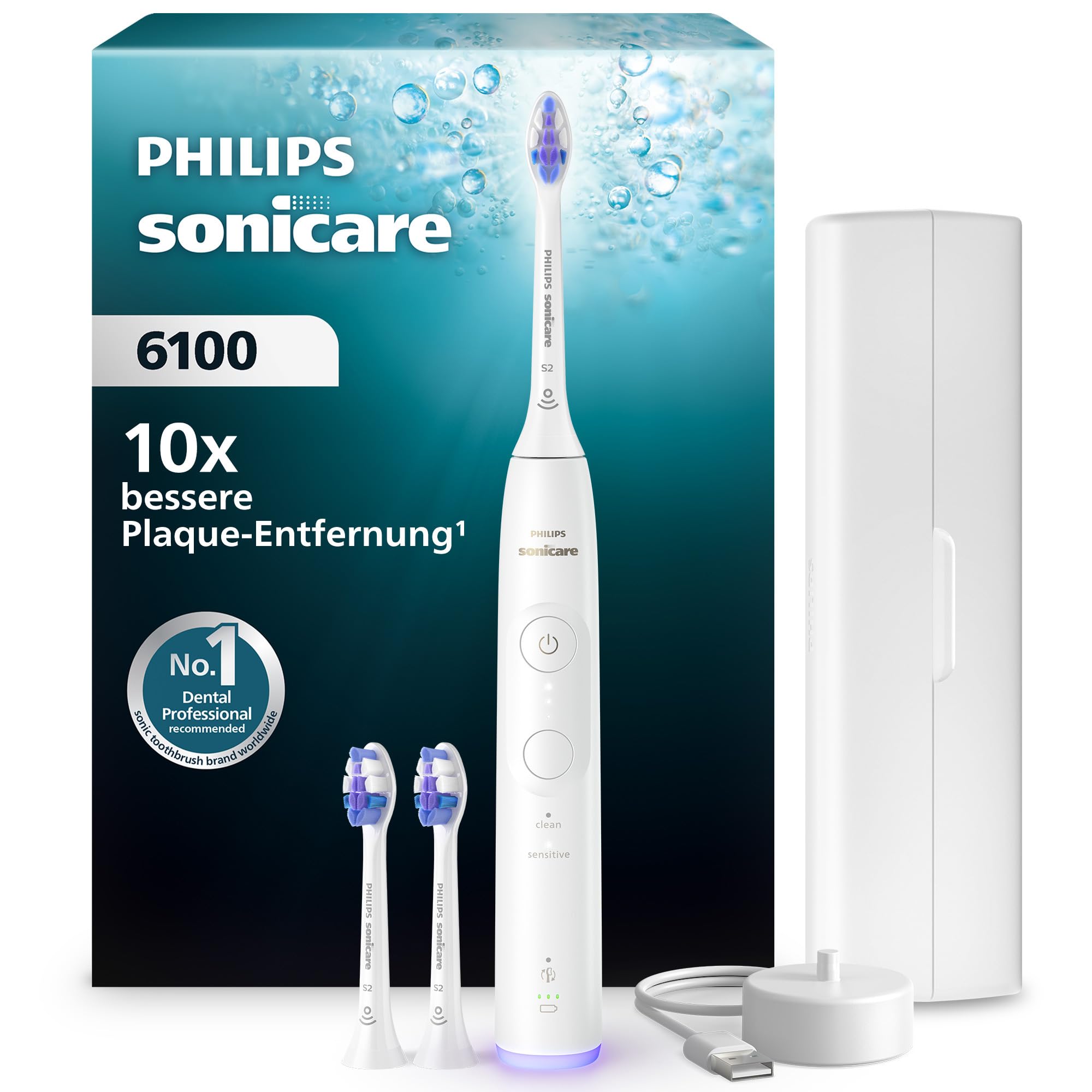 71h98dlqkHL._SY2000_.jpg Philips Sonicare 6100 Schallzahnbürste – Sanfte Reinigung mit Andruckkontrolle & 6 Putzmodi – Bild 1