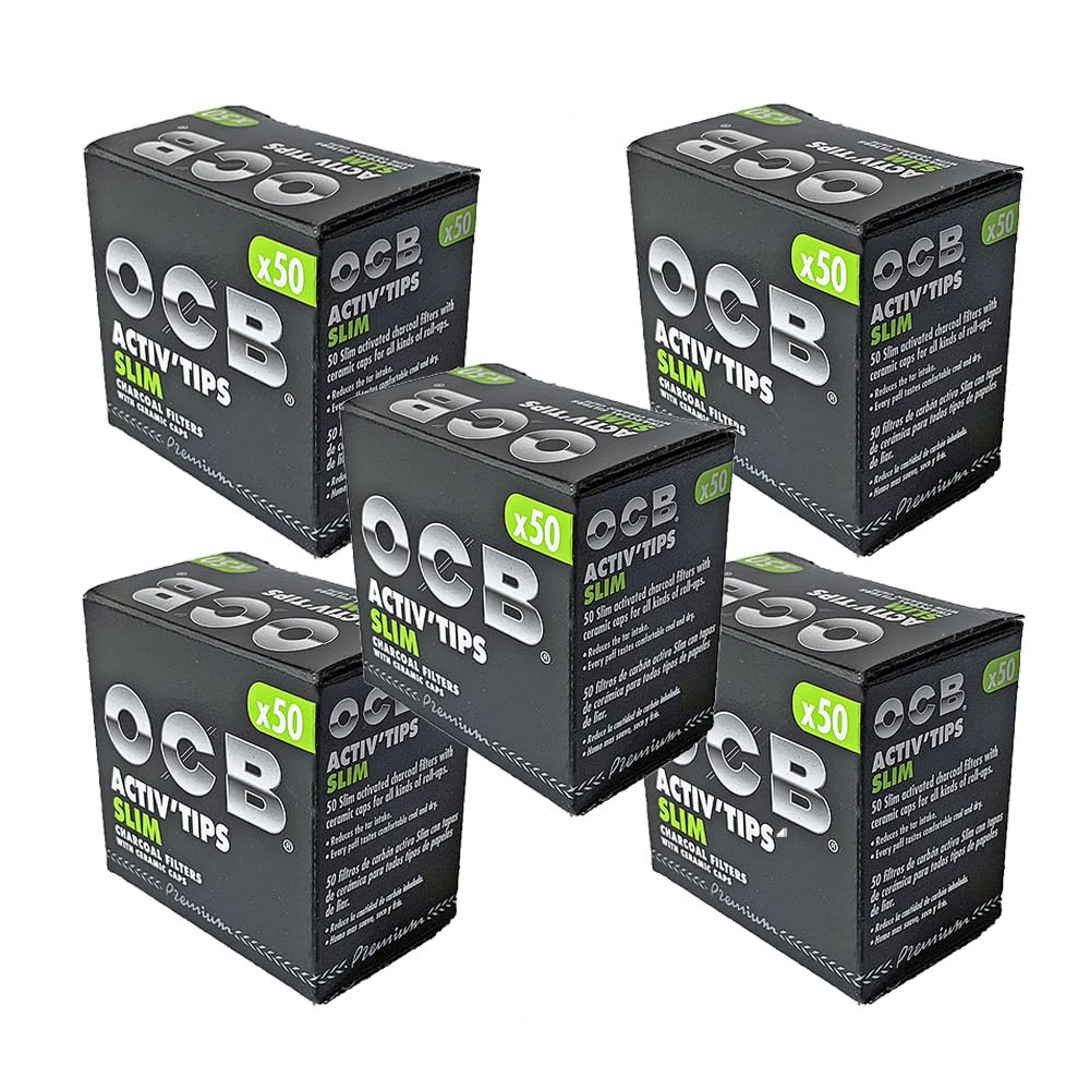 71iTQiLoNyL._SY1000_.jpg OCB ActivTips Slim 7 mm Aktivkohlefilter mit Keramikkappen – 5 x 50 Stück – Bild 1