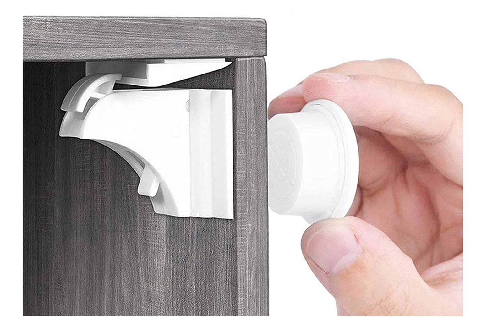 71j-rir5sGL._SY1050_.jpg Magnetisches Schrankschloss 20er Set mit 3 Schlüsseln – Unsichtbare Kindersicherung für Schränke & Schubladen – Bild 1