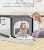 Dripex Laufstall Baby 124x124 cm – Sicherer Laufgitter mit Mesh & Pull-up Rings – Bild 7