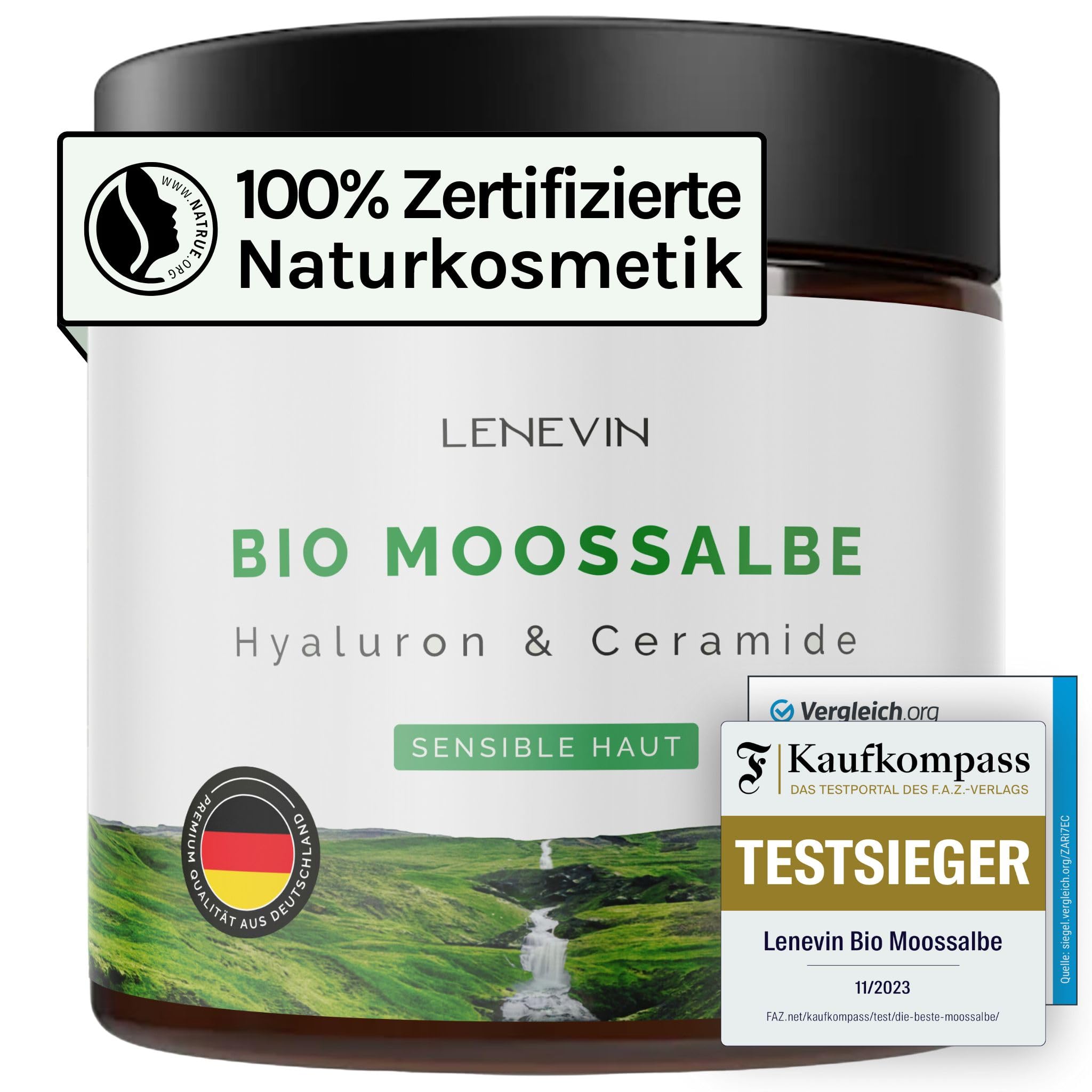 71jiIzhGaPL._SY2048_.jpg Lenevin BIO Moossalbe 60ml – Anti-Falten Creme mit Isländisch Moos & Hyaluron für sensible Haut – Bild 1