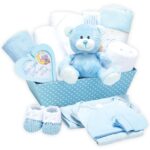 Baby Box Shop – 14er Geschenkset für Neugeborene Jungen mit Plüsch-Teddybär & Essentials