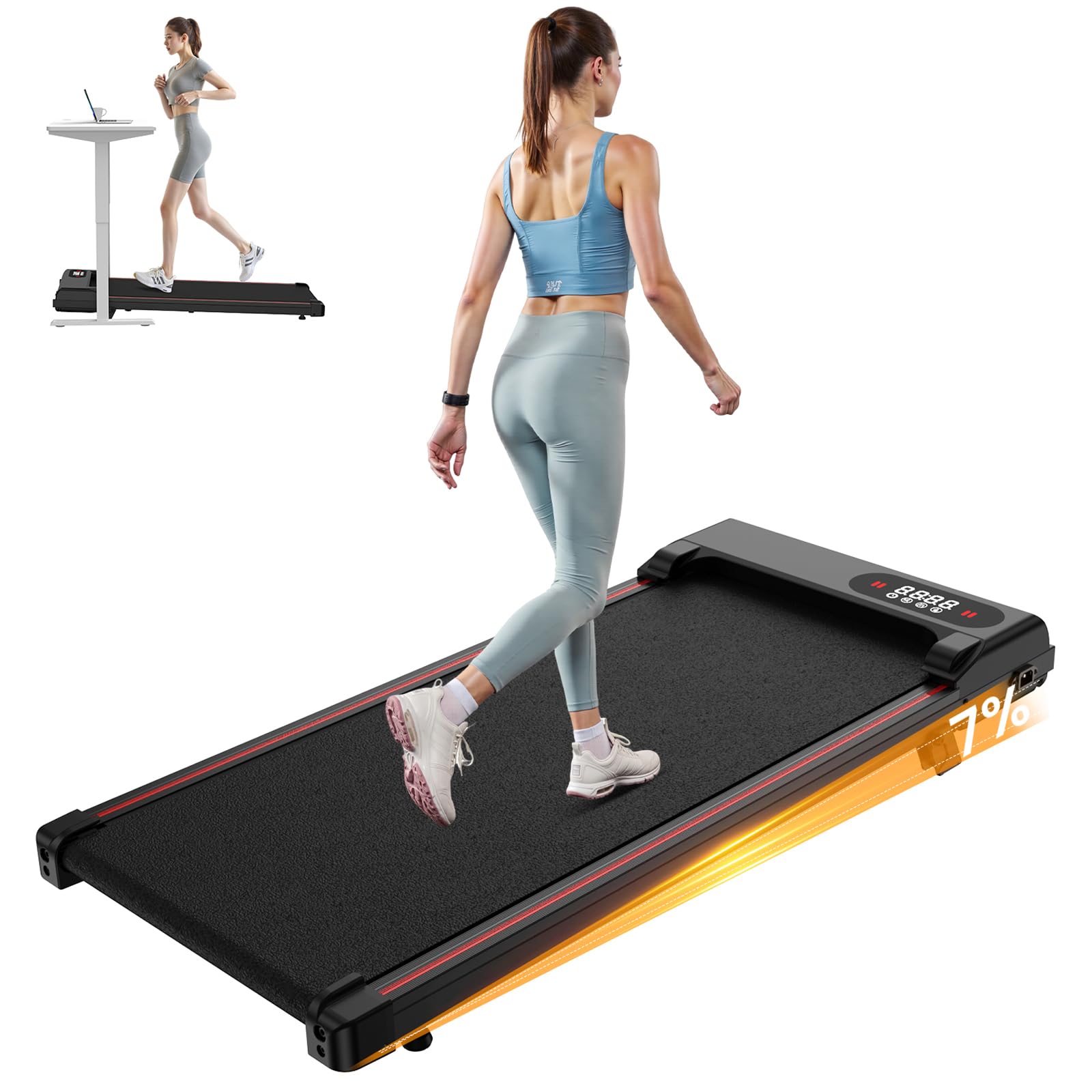 71obfscl2L._SY1600_.jpg HomeFitnessCode Laufband mit Steigung – Kompaktes Walking Pad 1–8 km/h für Zuhause – Bild 1