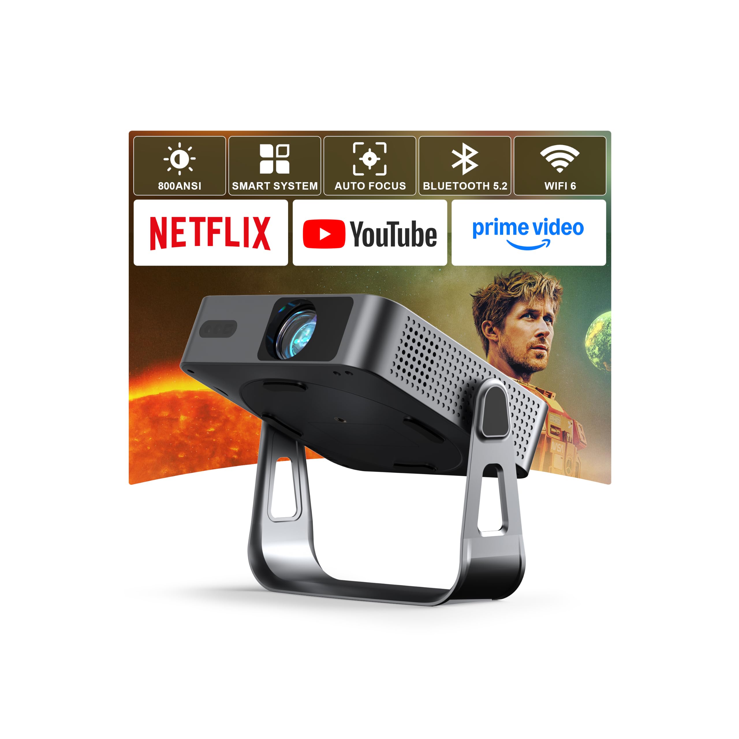 71rbS07cDL._SY2560_.jpg VOPLLS Mini Projektor 1080P Full HD mit Autofokus – 800 ANSI Helligkeit für Heimkino & Outdoor – Bild 1