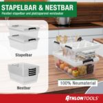 ATHLON TOOLS 4er-Set Aufbewahrungsboxen 12.5 L mit Deckel & Verschlussclips – Stapelbar – Bild 5