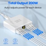 YSYFAD 200W USB-C Ladestation 8-Port mit LED – Schnellladegerät für iPhone, MacBook & Laptops – Bild 6