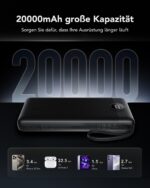 VRURC Powerbank 20000mAh mit 4 integrierten Kabeln – 22,5W Schnellladung für alle Geräte – Bild 4