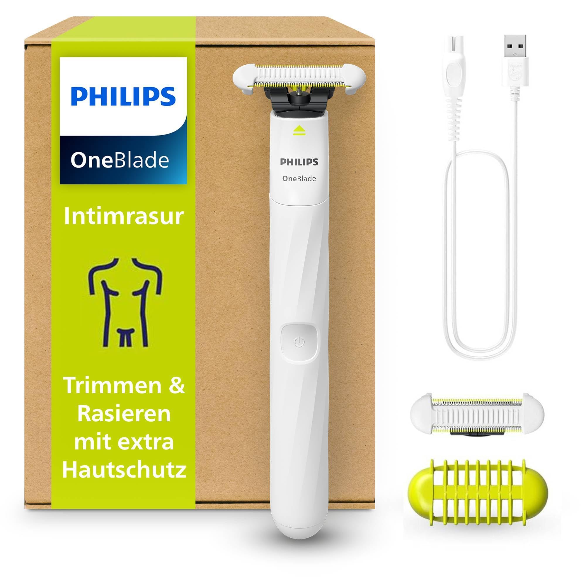 71ymMUsKVNL._SY2000_.jpg Philips OneBlade Intimate – Hybrid-Elektrorasierer mit SkinProtect für empfindliche Bereiche – Bild 1