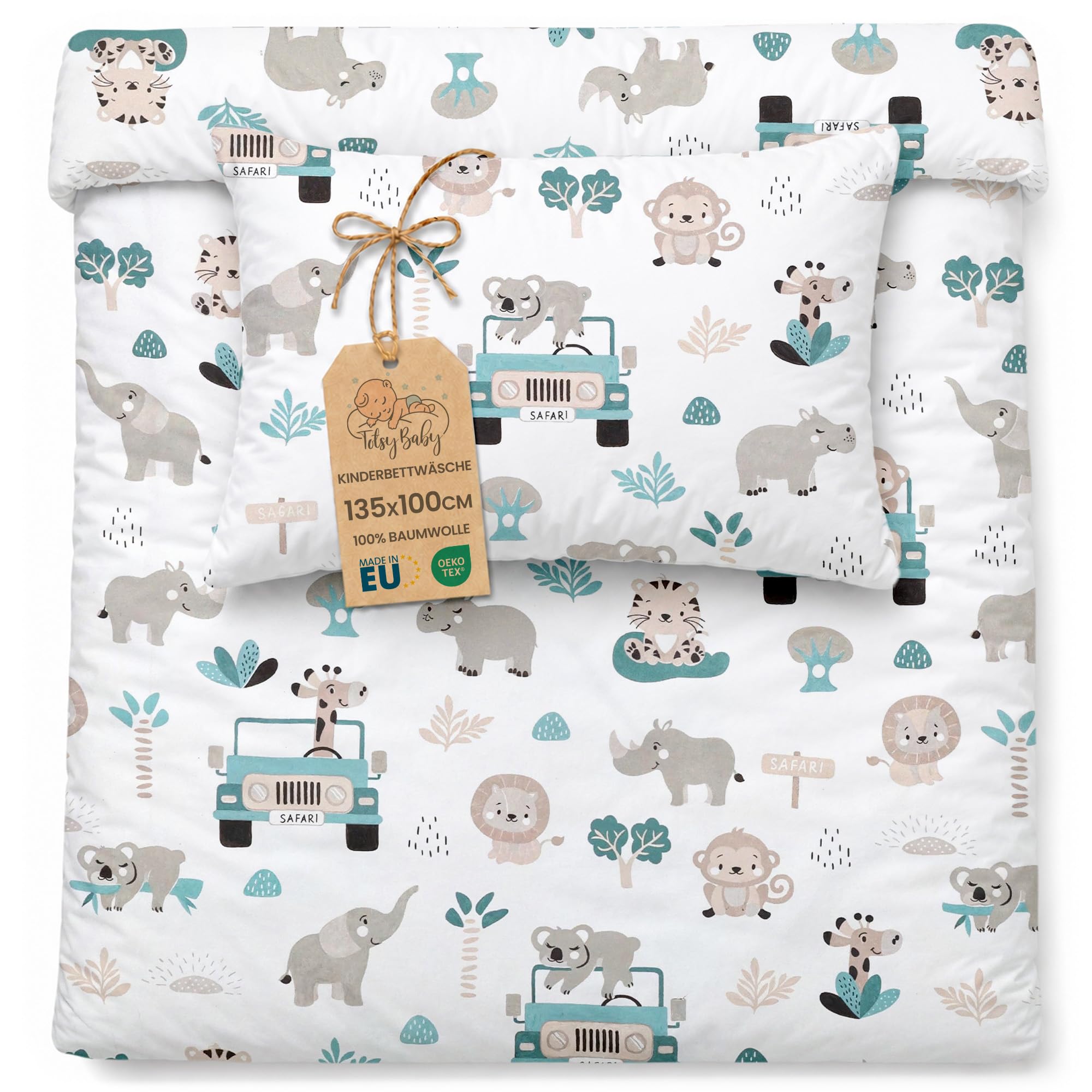 811a340WAxL._SY2000_.jpg Kinderbettwäsche 100x135 cm Baumwolle – Weiches Bettwäsche Set für Babys & Kleinkinder – Bild 1