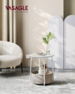 VASAGLE LILEA Beistelltisch rund 45 cm mit Stoffkorb – moderner Wohnzimmertisch – Bild 2