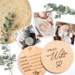 30 Holz Meilensteinkarten Baby auf Deutsch – Lasergravierte Holzscheiben für Erinnerungsfotos – Bild 3