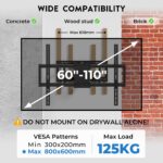 BONTEC TV Wandhalterung 60–110 Zoll – Doppelarm-Halterung bis 125 kg mit 1016 mm Auszug – Bild 3