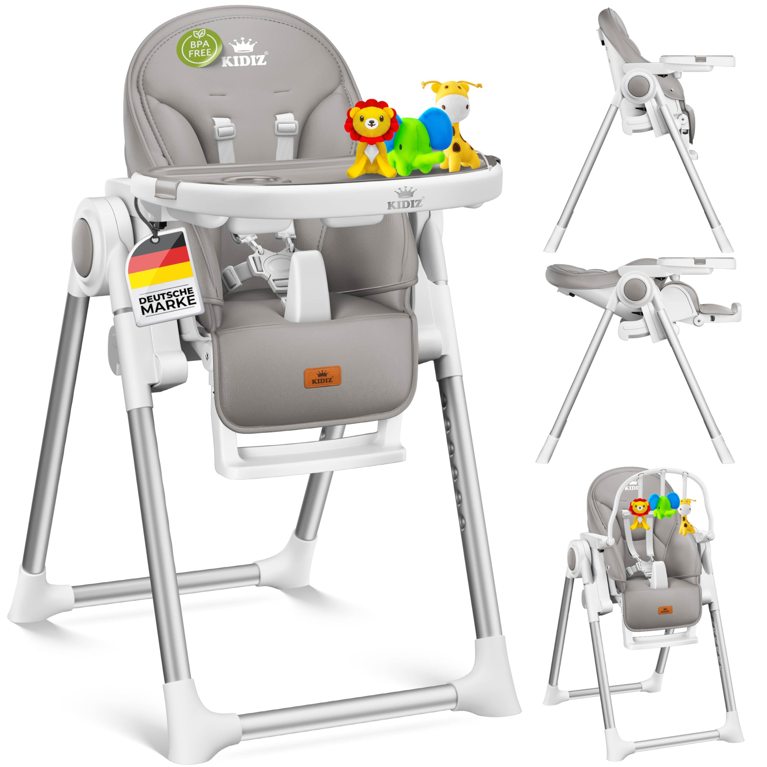 81IUtFG057L._SY2560_.jpg KIDIZ 3in1 Hochstuhl mit Spielbügel – Mitwachsender Kinderhochstuhl von 0–36 Monate – Bild 1