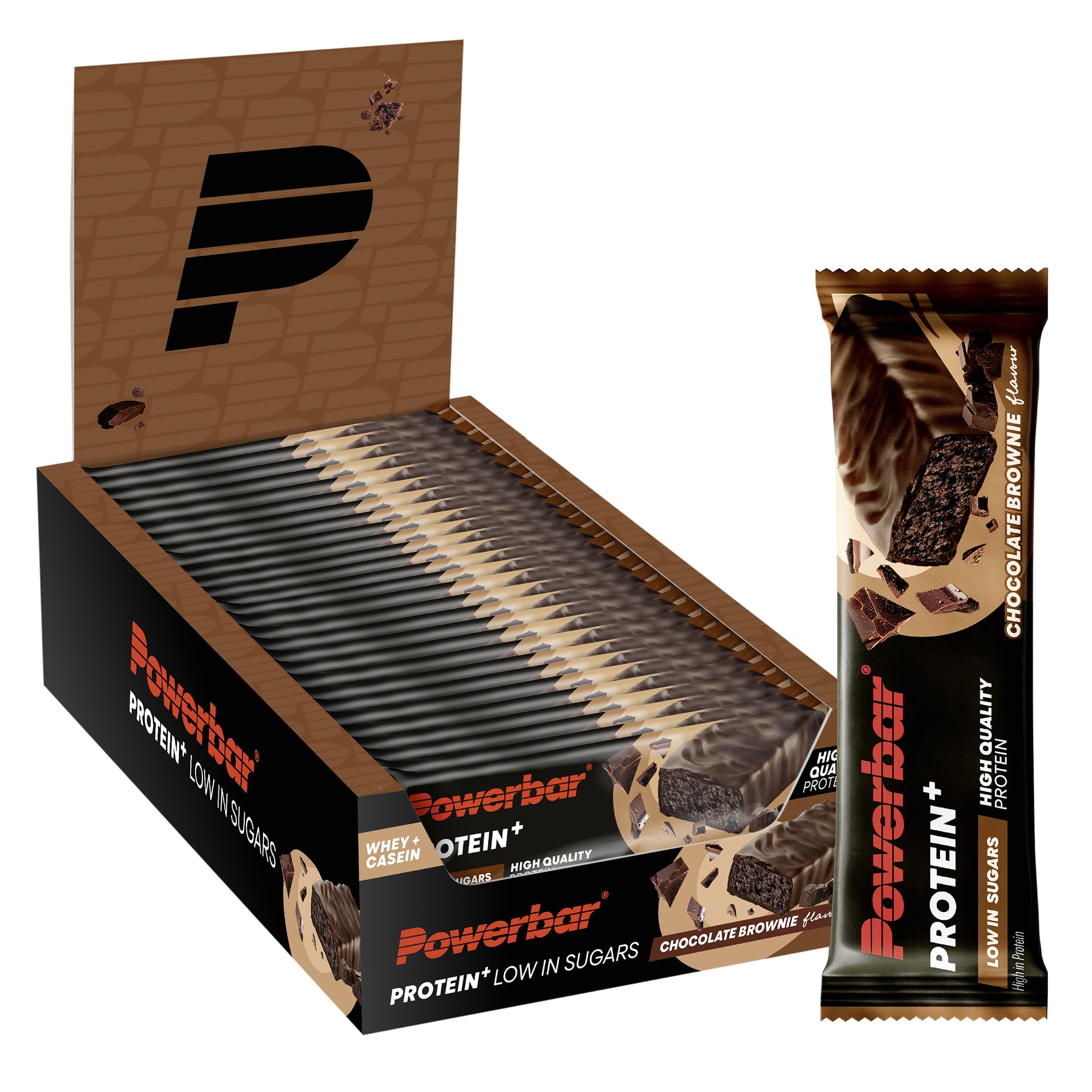 81JB0FEsMbL._SY2500_.jpg Powerbar Protein Plus Low Sugar Chocolate-Brownie – 30x35g Proteinriegel – Bild 1