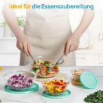 Vtopmart 5er Set Glasschüsseln mit Deckeln – Stapelbar, Mikrowellengeeignet & Spülmaschinenfest – Bild 4