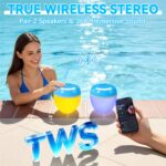 AearKing 3-in-1 Pool Bluetooth Lautsprecher – Thermometer, RGB Licht & Stereo Sound IP68 – Bild 4