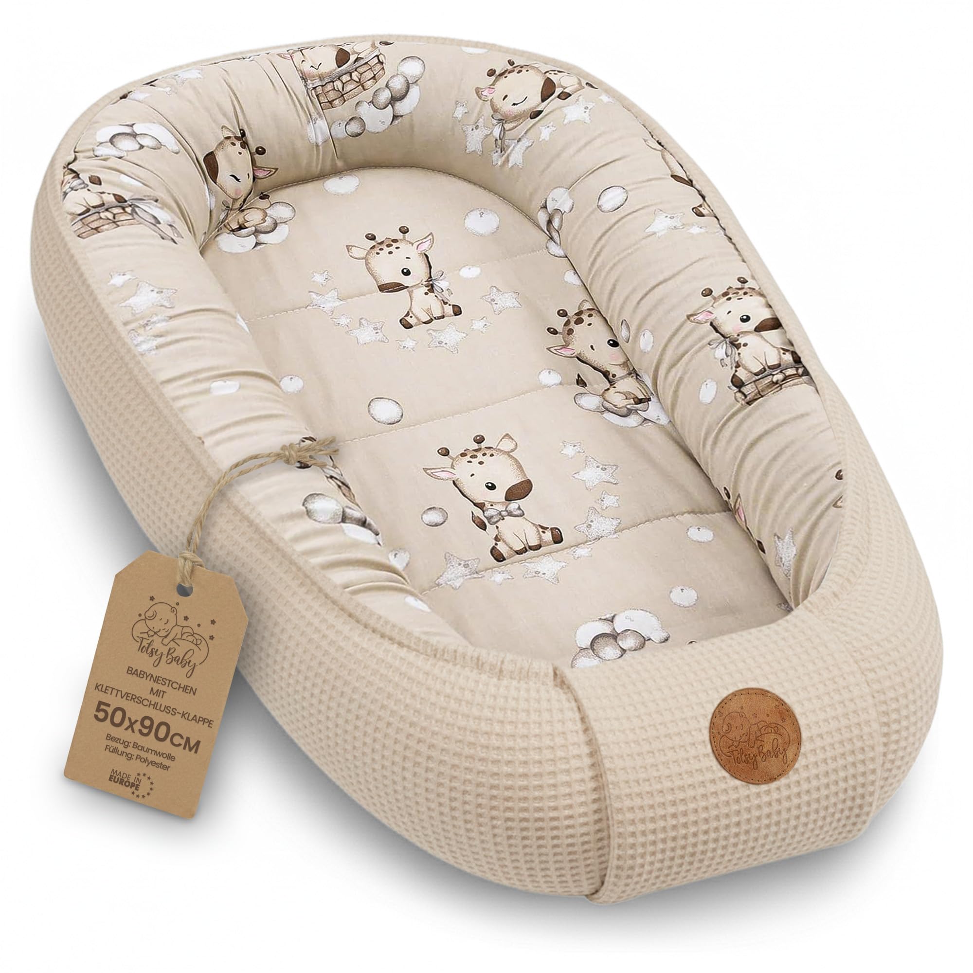 81N4g7O1MkL._SY2000_.jpg Totsy Baby Nestchen – Babynest aus Baumwolle & Waffelpique für Neugeborene – Bild 1