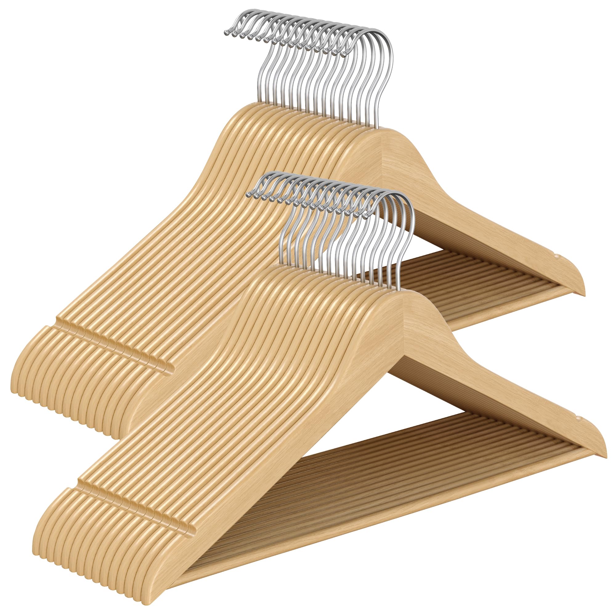 81R7IC9URZL._SY2000_.jpg SONGMICS 30er Set Holzkleiderbügel aus Birkenholz – Platzsparend & stabil bis 5 kg – Bild 1