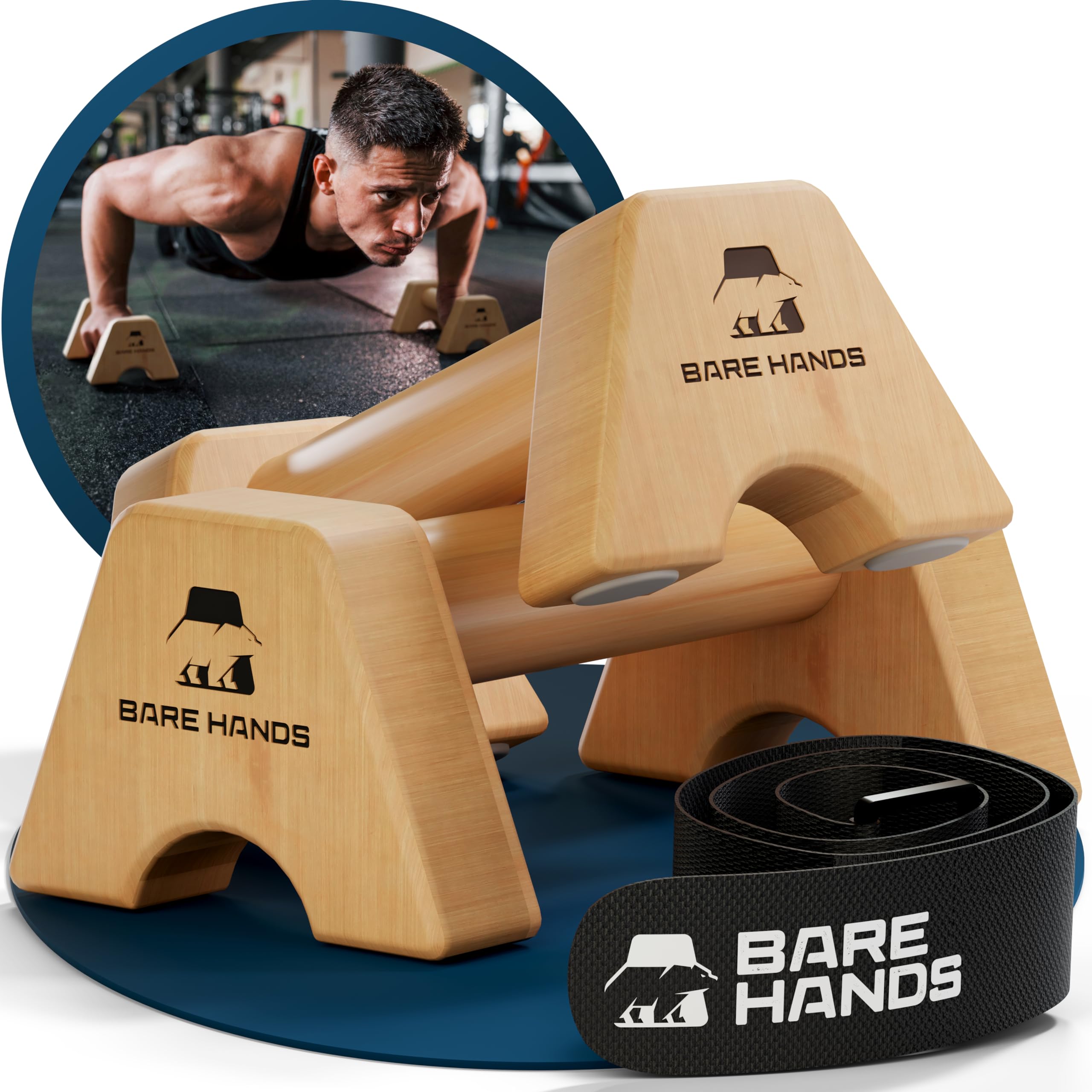 81SW5ulqYL._SY2560_.jpg Bare Hands Liegestützgriffe 2er Set – Holz Parallettes für Calisthenics & Handstand – Bild 1