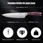 PAUDIN Kochmesser 20 cm – Profi Chefmesser aus Carbon Edelstahl mit ergonomischem Griff – Bild 2